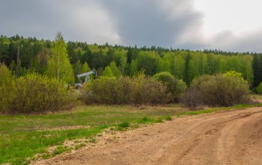 Güneş doğuyor. Gün batımı. Ormanın üstünde. İl yolu. Avrupa 'nın merkezi şeridi. Yılın ilkbaharı. Gündoğumu, doğumu, yükselişi. gerileme, parlama sonrası