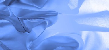 Mavi ipek kumaş, zarif dalgalı mavi saten, lüks kumaş, soyut tasarım. arkaplan dokusu, desen