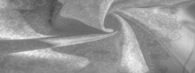 Beyaz arkaplanda siyah gri ipek kumaş, beyaz arkaplanda çiçek desenli silüet dekoratif kurs kartpostal desenli duvar kağıdı deseni