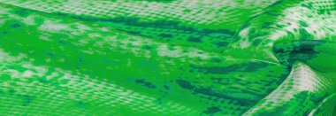 Yılan derisi desenli yeşil kumaş, parlak yeşil kumaşın arka plan dokusu yakın. arkaplan, doku, desen