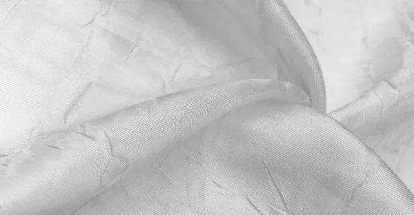 Zijde Stof Wit Gedempt Gladgestreken Met Sporen Van Strepen Textuur — Stockfoto
