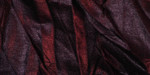 Μαύρο Μεταξωτό Ύφασμα Κόκκινες Ρίγες Τσαλακωμένο Ύφασμα Υφή Αφηρημένο Σκούρο — Φωτογραφία Αρχείου