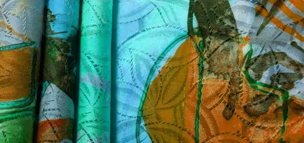 Tessuto Seta Una Tavolozza Disegnata Dall Artista Colori Vivaci Colore — Foto Stock