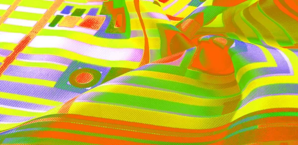 Шовкова Тканина Геометричних Абстрактних Форм Друк Шовкового Екрану Візерунок Текстури — стокове фото