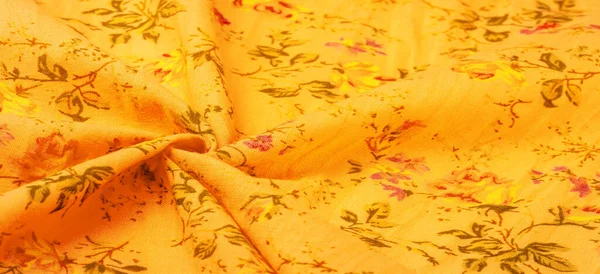 Geel Oranje Katoenen Stof Met Bloemenprint Koop Bloemenprints Van Onafhankelijke — Stockfoto