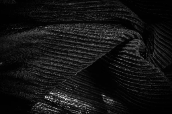 Černý Krep Tkanina Vyrobená Hedvábí Vlny Nebo Syntetických Vláken Výrazným — Stock fotografie