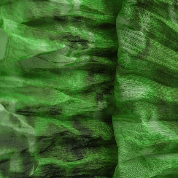 Tissu Vert Tissu Soie Organza Fin Imprimé Panthère Texture Froissée — Photo