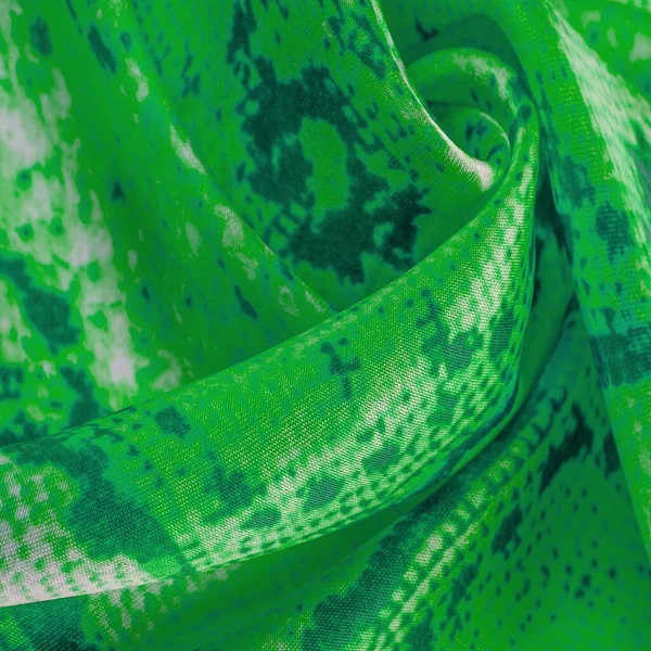 Tela Verde Con Patrón Piel Serpiente Textura Fondo Tela Verde — Foto de Stock