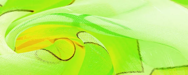 Cores Geométricas Verdes Brancas Amarelas Semelhantes Véu Seda Rayon Fina — Fotografia de Stock