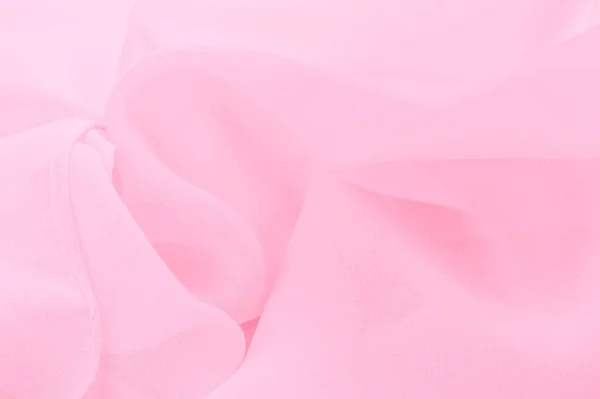 丝质红涤纶背景为粉红色丝绸面料 针织服装用透明 轻薄的面料制成的纹理背景 纺织品全景 纺织品 — 图库照片