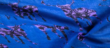 Geyik desenli mavi pamuk kumaş, modern dekor, tekstil sanatı, tasarım, modern fütüristik resim. Doku, arkaplan, desen,