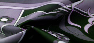 Beyaz çiçek desenli yeşil mavi kumaş, geometrik çizgiler. Yeni bir modern renk paleti, doku, arkaplan, desen tanıtır.