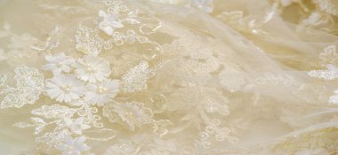 Yumuşak bej dantelli. Doku. Geçmişi. şablon. Soluk bej çubuklu, eski dantelli ve krem çizgili soyut bir arka plan. Kartpostal, poster, doku veya duvar kağıdı olarak kullanılabilir