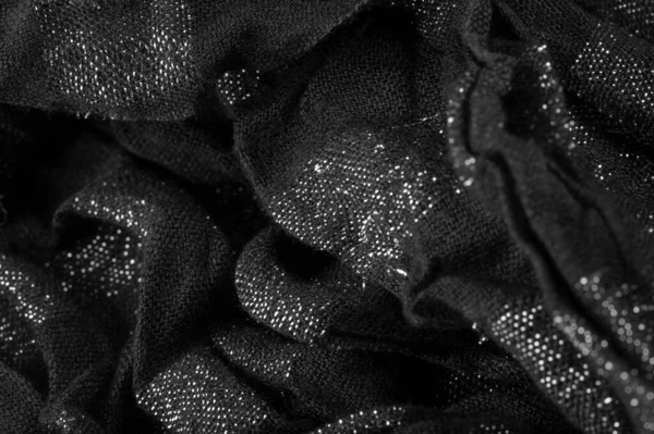 有印刷线条的黑色透明织物 — 图库照片