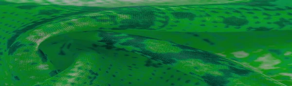 Grüner Stoff Mit Schlangenhaut Muster Hintergrundstruktur Aus Hellgrünem Stoff Nahaufnahme — Stockfoto
