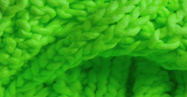 Grüner Strickschal Aus Wolle Große Klobige Strickmütze Wunderschöner Winter Schal — Stockfoto