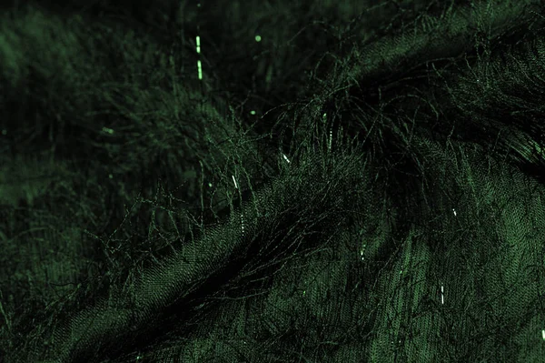 Tecido Seda Verde Esmeralda Com Lantejoulas Fios Superfície Tecido Este — Fotografia de Stock