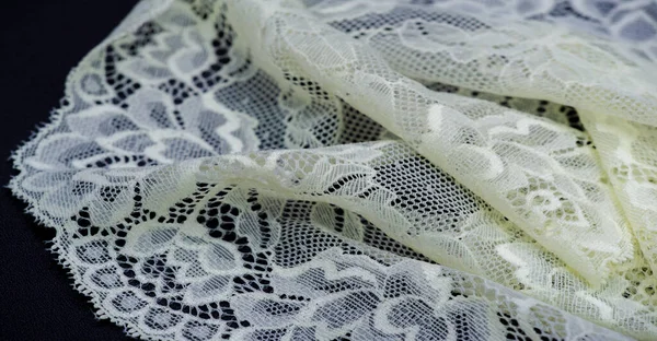 Beige Lace Pastel Colors Vintage Floral Background Lace Openwork Fabric — Stock Photo, Image