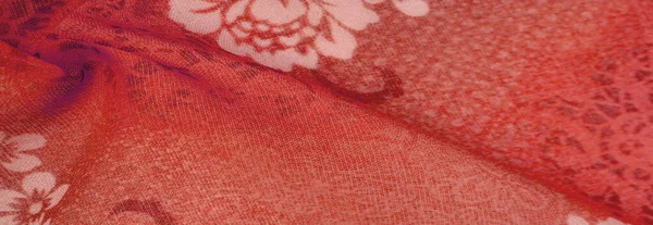 Червона Шовкова Тканина Квітковим Принтом Дизайн Одягу Сучасний Квітковий Фон — стокове фото