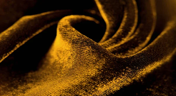 Sarı Kadife Kumaşın Kadife Bir Yığını Var Pan Pan Işıltı — Stok fotoğraf
