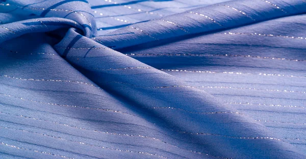 Синя Тканина Блакитними Білими Смугами Люрексу Ідеально Підходить Свіжого Комфортного — стокове фото