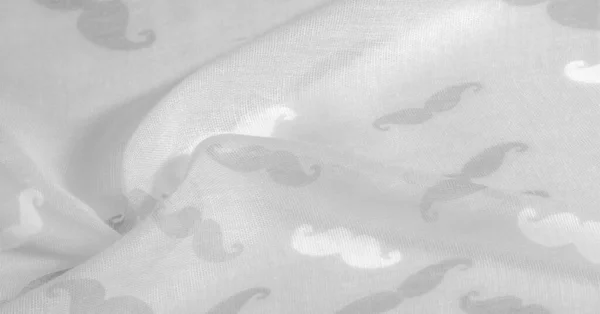 Λευκό Μεταξωτό Ύφασμα Βαμμένο Μουστάκι Κινουμένων Σχεδίων Υφή Φόντο Μοτίβο — Φωτογραφία Αρχείου