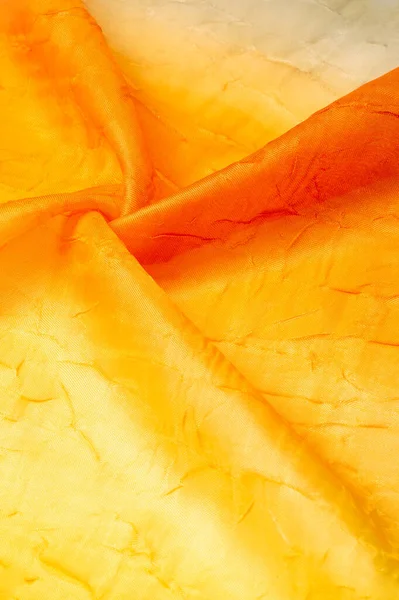 Seidenstoff Orange Gelb Farbverlauf Des Gewebes Verbeult Und Mit Streifen — Stockfoto