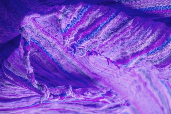 Blå Tyg Material Textil Konst Bakgrund Ränder Tapet Foto Mall — Stockfoto