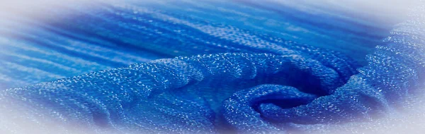 Tela Tela Seda Color Azul Azur Con Pequeña Ondulación Esta — Foto de Stock