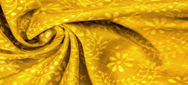 Soluk Çiçek Desenli Klasik Sarı Kumaş Dokusu Arka Plan Için — Stok fotoğraf