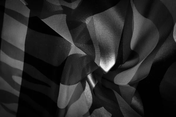Tecido Seda Tons Abstratos Preto Branco Textura Seda Cetim Luxuoso — Fotografia de Stock