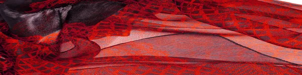 Красная Кружевная Ткань Сочетание Красного Черного Цвета Синий Рубин Текстура — стоковое фото