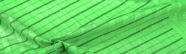 Zielony Szmaragdowy Materiał Paski Lurex Idealny Świeżego Wygodnego Stylu Tekstura — Zdjęcie stockowe