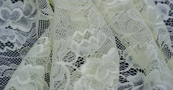 Beige Lace Pastel Colors Vintage Floral Background Lace Openwork Fabric — Stock Photo, Image