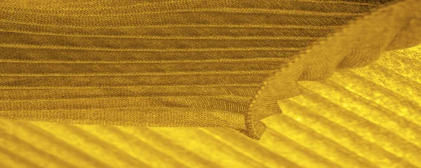 Vävnad Textil Tyg Väv Textur Gul Guld Korrugering Tyg Böljande — Stockfoto