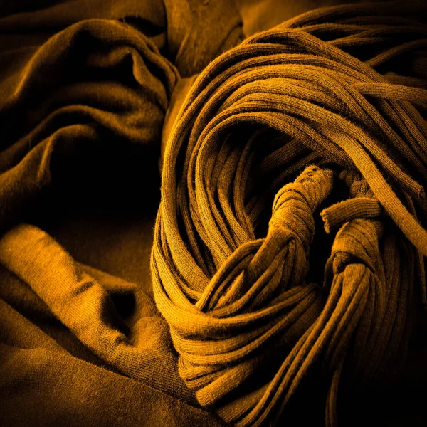 Fabric Yellow Braids Knitted Knitted Background Embossed Pattern Braids Knitting — Stock Photo, Image