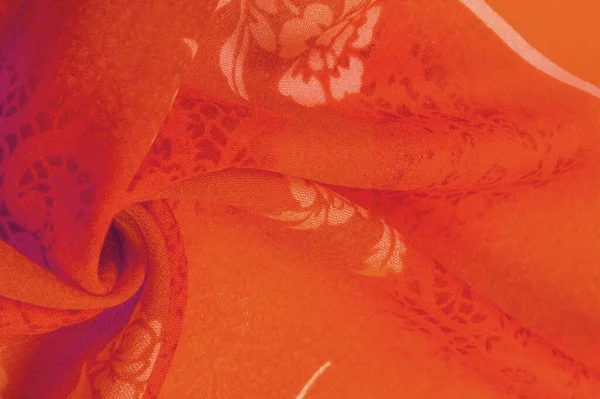 Tecido Seda Vermelha Com Estampa Floral Design Roupas Fundo Floral — Fotografia de Stock