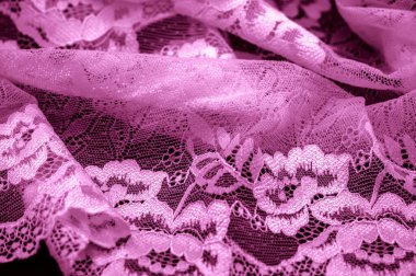 Pembe dantel. Eşsiz tasarım, el yapımı siyah beyaz esnek dantel. Aksesuarlar. Zarif, sakin, saf kumaş. Jacquard. Yüksek kaliteli el yapımı aksesuarlar. İç çamaşırı kumaşları