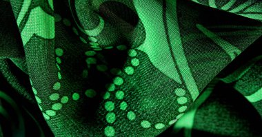 Yeşil, siyah, ipek kumaş deseni. Bu orta ağırlıklı ipek kumaşın hafif renk değişimleriyle güzel bir parlaklığı var. doku arkaplan deseni 