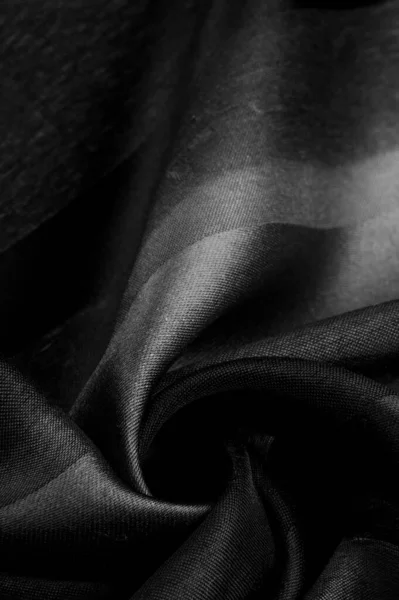 Шелковый Шарф Тёмного Цвета Черно Белые Размытые Полосы Нежный Длинный — стоковое фото