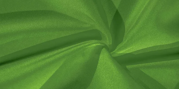 Jedwabny Zielony Materiał Satyna Plecach Doskonała Tkanina Wzór Jednej Strony — Zdjęcie stockowe