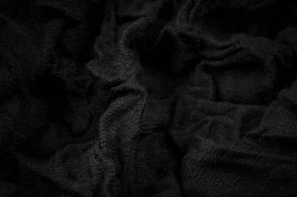 Zwarte Ruwe Wollen Stof Schapen Met Lange Duurzame Grove Vezel — Stockfoto