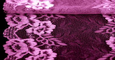 Pembe dantel. Eşsiz tasarım, el yapımı siyah beyaz esnek dantel. Aksesuarlar. Zarif, sakin, saf kumaş. Jacquard. Yüksek kaliteli el yapımı aksesuarlar. İç çamaşırı kumaşları