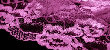 Pembe dantel. Eşsiz tasarım, el yapımı siyah beyaz esnek dantel. Aksesuarlar. Zarif, sakin, saf kumaş. Jacquard. Yüksek kaliteli el yapımı aksesuarlar. İç çamaşırı kumaşları