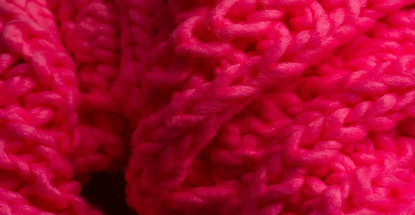 Rode Gebreide Wollen Sjaal Groot Dik Gebreid Prachtige Winter Handgemaakte — Stockfoto