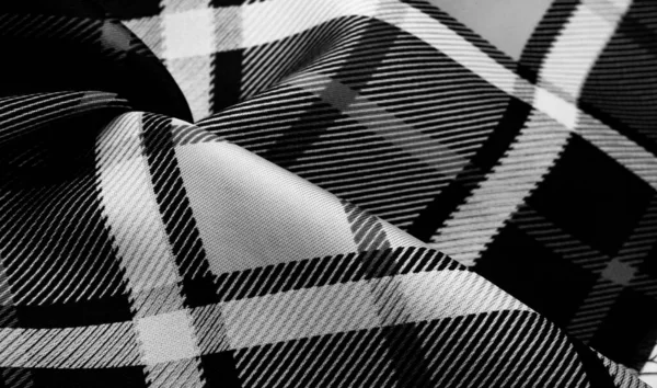 Plaid Fabric Black White Colors Scottish Motifs Fabric Your Design — Stock Photo, Image