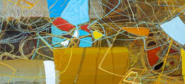 Soyutlama. Sanatsal olarak karıştır. Tuvalin yüzeyi. Duvar çizimleri. Geniş fırça. Yağlı boya. Renkli doku. Modern sanat. Renkli desen. El yapımı arka plan. 2D illüstrasyon. Arkaplan malzemesi