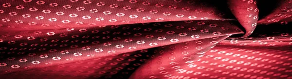 Silk Fabric Made Red Ruby Small Pattern Squares Rhombuses Wealth — Stock Photo, Image