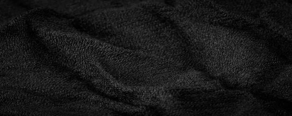 Tissu Noir Rugueux Laine Moutons Avec Une Laine Longue Durable — Photo