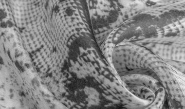 Yılan derisi desenli gri monokrom kumaş, parlak gri kumaşın arka plan dokusu. arkaplan, doku, desen